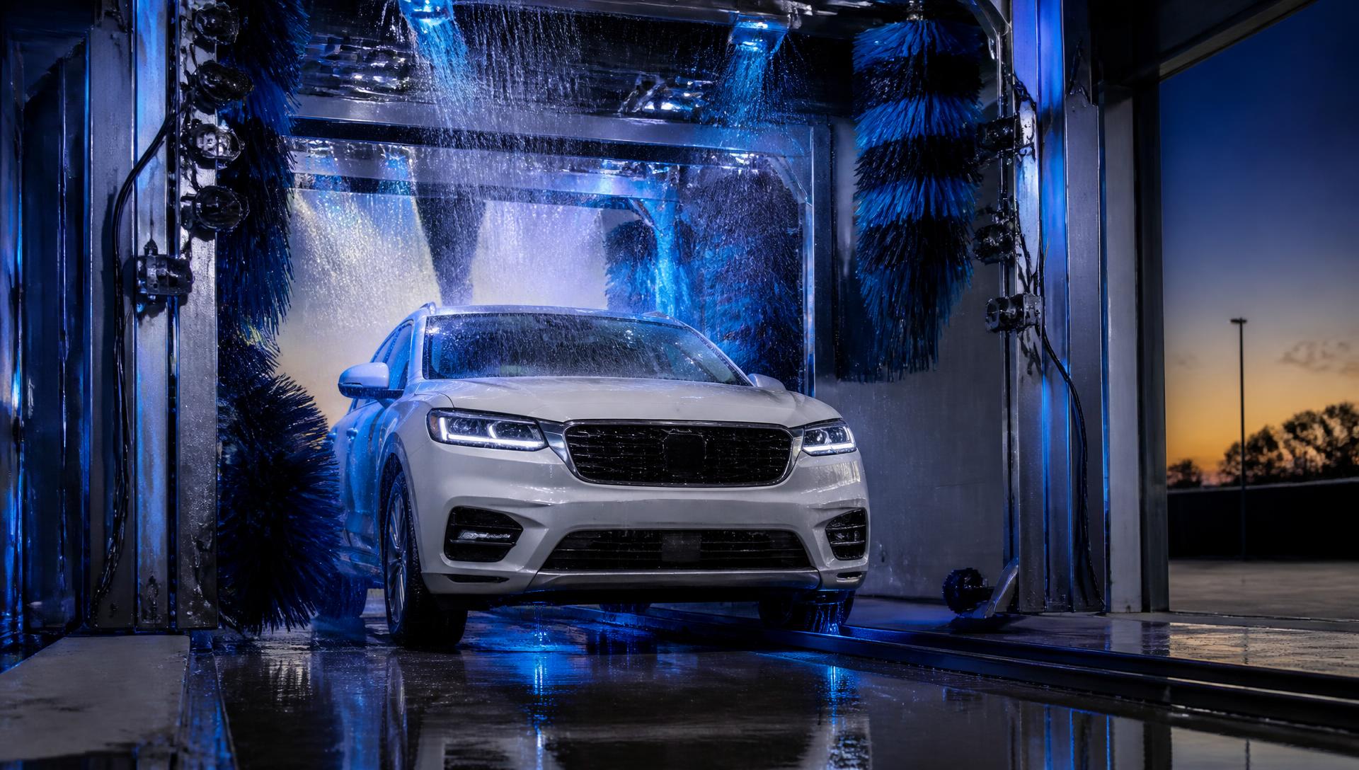 Automatic tunnel car wash with water reclaim treatment