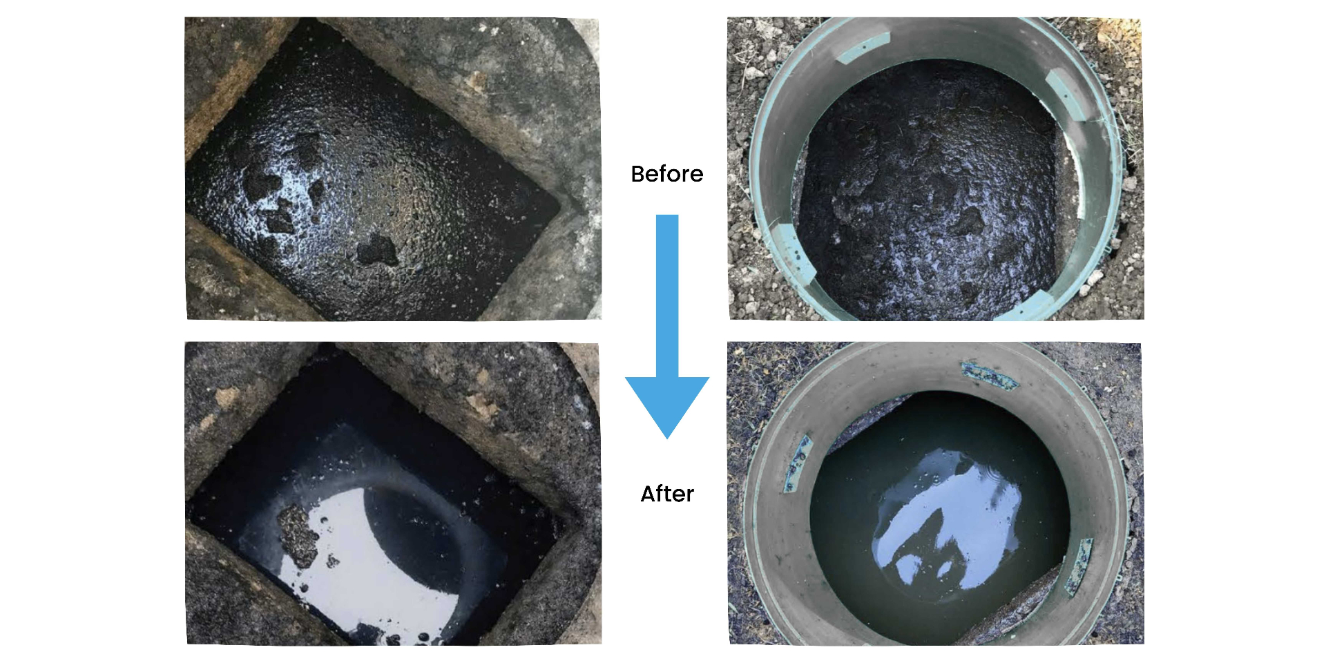 Grease trap before and after biological treatment