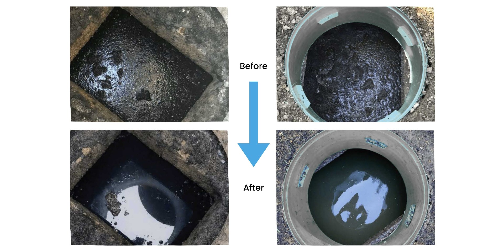 Grease trap before and after biological treatment